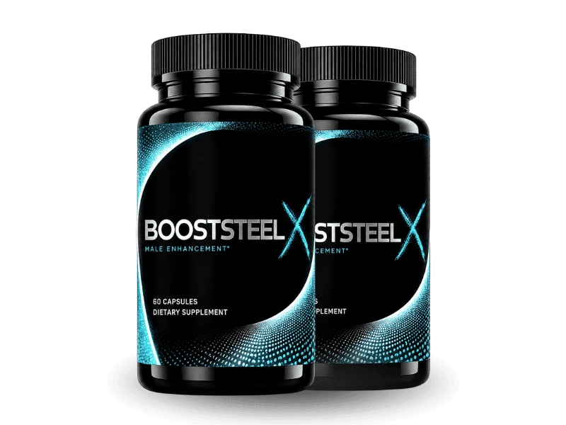 BoostSteelX 2-bottle pack — natural male enhancement supplement — 60-day supply targeting blood flow testosterone and performance anxiety